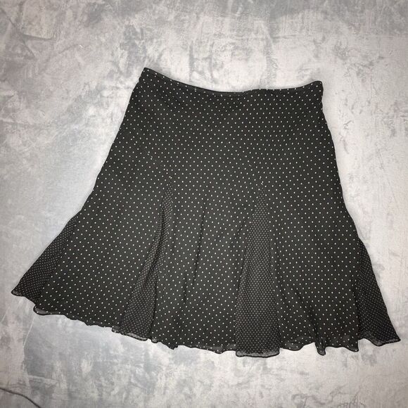 Alfani Sz 14P 100% Silk Skirt Fully Lined Black White Polka Dots Side Zipper - Picture 2 of 11
